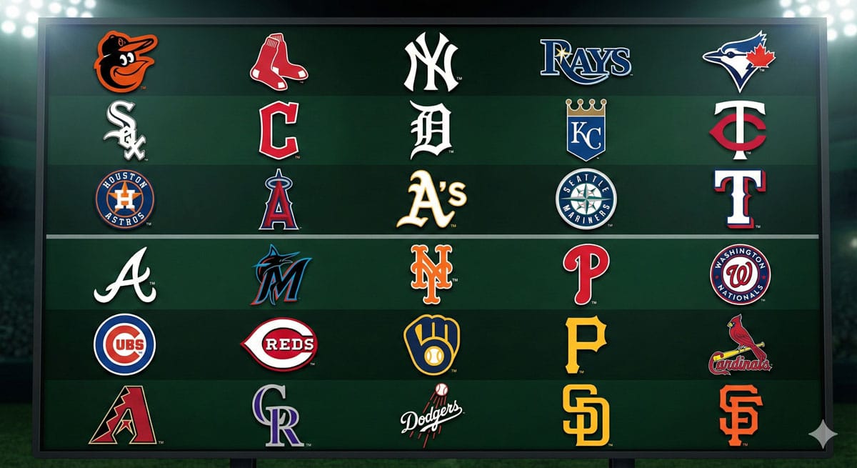 MLB 30개팀의 로고입니다.