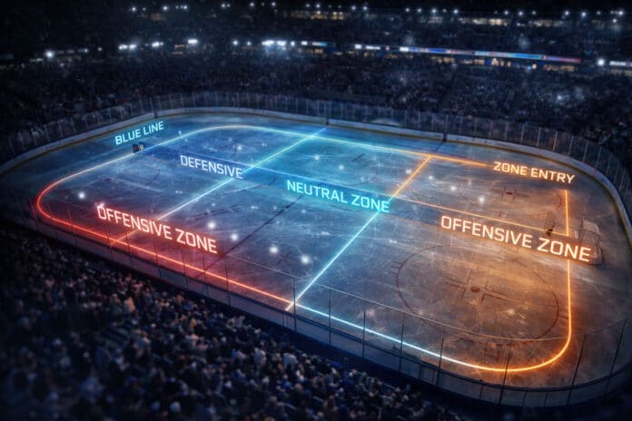 NHL 보는법 존 구역과 블루라인 기준을 한눈에 보여주는 링크 도식